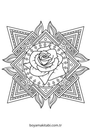 Mandala boyama sayfası – kolay boyama, eğitici aktivite