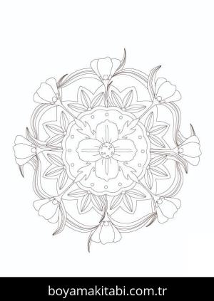 Mandala boyama sayfası – basit çizim, kolay boyama