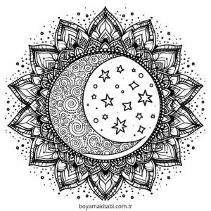 Mandala boyama sayfası – renkli çizimler, okul öncesi