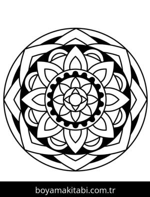 Mandala boyama sayfası – sevimli karakter, sanatsal çalışma