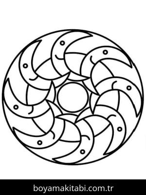 Mandala boyama sayfası – çizgi film temalı, basit çizim