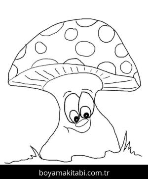 Mantar boyama sayfası – sanatsal çalışma, çocuklar için