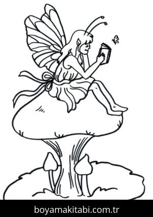 Mantar boyama sayfası – çizgi film temalı, basit çizim