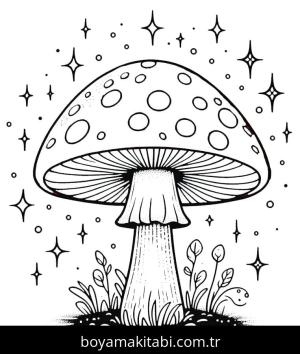 Mantar boyama sayfası – el becerilerini geliştirir, boyama çalışması