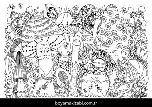 Mantar boyama sayfası – yaratıcılık, eğlenceli etkinlik