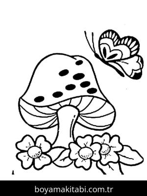 Mantar boyama sayfası – boyama çalışması, yaratıcılığı geliştirir