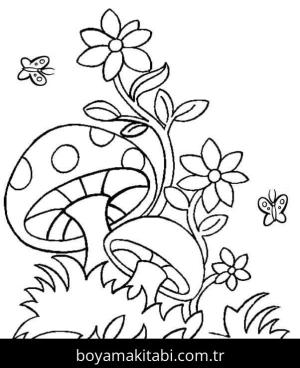 Mantar boyama sayfası – yaratıcılık, eğlenceli etkinlik