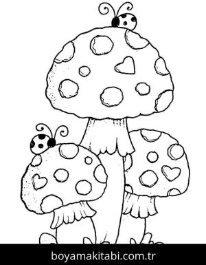 Mantar boyama sayfası – basit çizim, kolay boyama