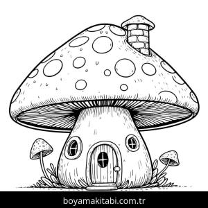 Mantar boyama sayfası – basit çizim, kolay boyama