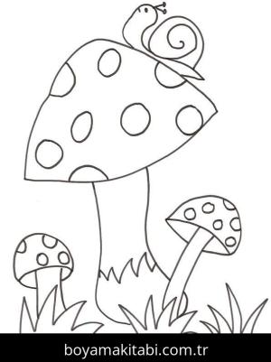 Mantar boyama sayfası – çizgi film temalı, basit çizim