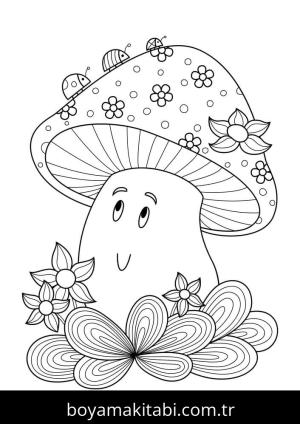 Mantar boyama sayfası – el becerilerini geliştirir, boyama çalışması