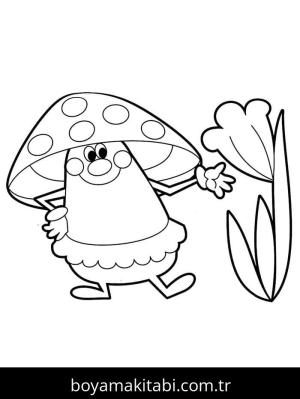 Mantar boyama sayfası – renkli çizimler, okul öncesi