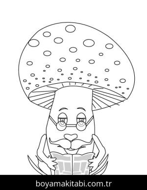 Mantar boyama sayfası – sanatsal çalışma, çocuklar için