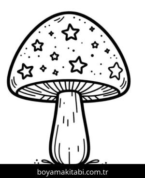 Mantar boyama sayfası – basit çizim, kolay boyama