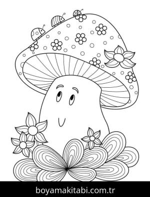 Mantar boyama sayfası – renkli çizimler, okul öncesi