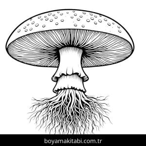 Mantar boyama sayfası – çocuk aktivitesi, PDF indir