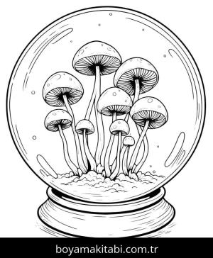 Mantar boyama sayfası – eğlenceli etkinlik, el becerilerini geliştirir