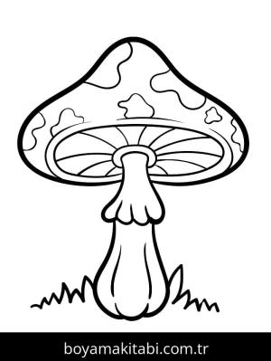 Mantar boyama sayfası – çizgi film temalı, basit çizim