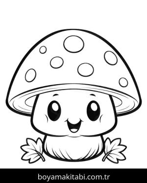 Mantar boyama sayfası – çocuklar için, çizgi film temalı