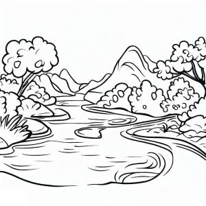 Manzara boyama sayfası,  coloring page, Baskı Nehri, 