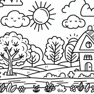 Manzara boyama sayfası,  coloring page, Manzara Ücretsiz, 