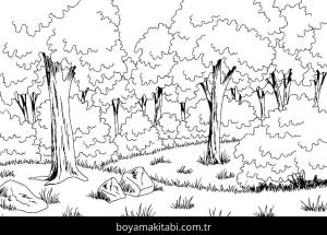 Manzara boyama sayfası – boyama etkinliği, çocuk aktivitesi