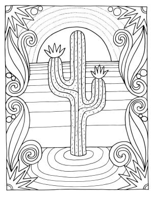 Manzara boyama sayfası,  coloring page, Çöl Gün Batımı, 