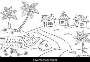 Manzara boyama sayfası – eğitici aktivite, yaratıcılık