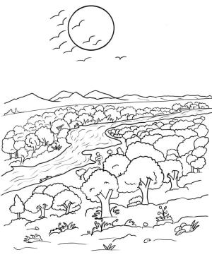 Manzara boyama sayfası,  coloring page, Düzenli Nehir, 