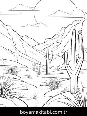 Manzara boyama sayfası – kolay boyama, eğitici aktivite