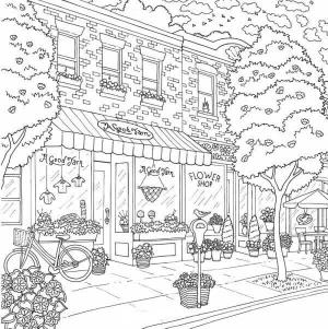 Manzara boyama sayfası,  coloring page, Çiçekçi Görünümü, 