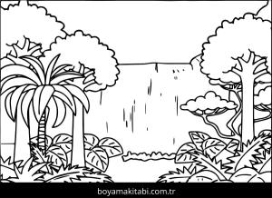 Manzara boyama sayfası – evde etkinlik, ücretsiz yazdır
