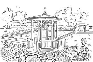 Manzara boyama sayfası,  coloring page, Güzel Bahçe Manzarası, 