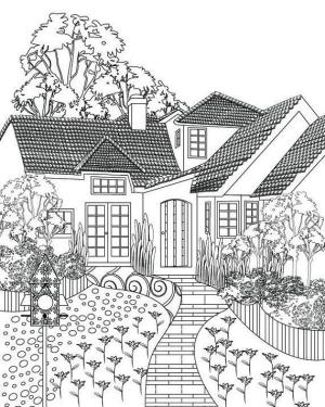 Manzara boyama sayfası,  coloring page, Evi Görüntüle, 