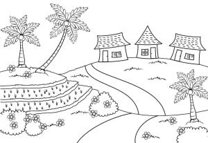 Manzara boyama sayfası,  coloring page, Kırsal Manzara, 