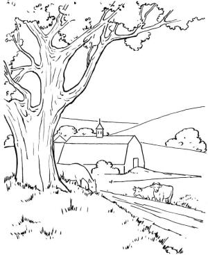 Manzara boyama sayfası,  coloring page, Tarımsal Manzara Çiz, 