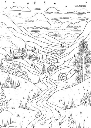 Manzara boyama sayfası,  coloring page, Yazdırılabilir Manzara, 