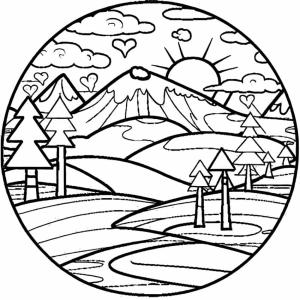 Manzara boyama sayfası,  coloring page, Manzara Resmi, 