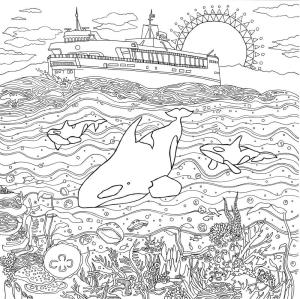 Manzara boyama sayfası,  coloring page, Okyanus Manzarası, 