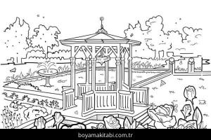 Manzara boyama sayfası – yaratıcılık, eğlenceli etkinlik