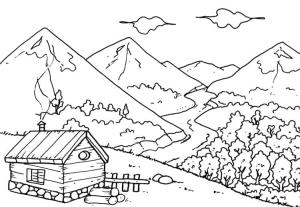 Manzara boyama sayfası,  coloring page, Huzurlu Manzara, 