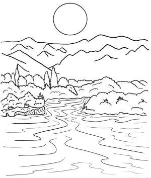 Manzara boyama sayfası,  coloring page, Mükemmel Nehir, 