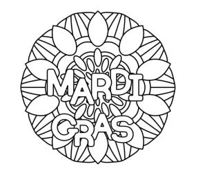 Mardi Gras boyama sayfası,  coloring page, Mardi Gras Mandalası, 