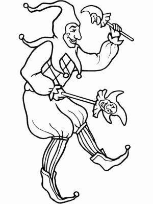 Mardi Gras boyama sayfası,  coloring page, Ücretsiz Mardi Gras Şakacı, 