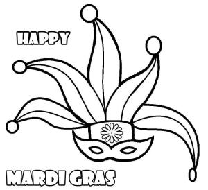 Mardi Gras boyama sayfası,  coloring page, Maskeli Mutlu Mardi Gras’ı çizin, 