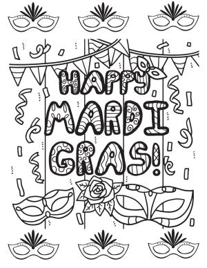 Mardi Gras boyama sayfası,  coloring page, Ücretsiz Mutlu Mardi Gras’ı çizin, 