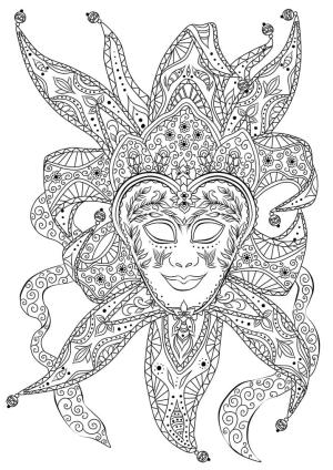 Mardi Gras boyama sayfası,  coloring page, Mardi Gras Soytarı Venedik Maskesi, 