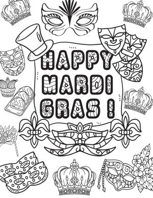 Mardi Gras boyama sayfası,  coloring page, Ücretsiz Yazdırılabilir Mutlu Mardi Gras, 