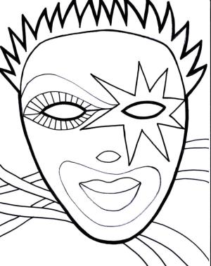 Mardi Gras boyama sayfası,  coloring page, Mardi Gras Palyaço Maskesi, 