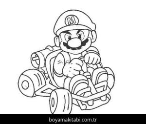 Mario Kart boyama sayfası – çizgi film temalı, basit çizim
